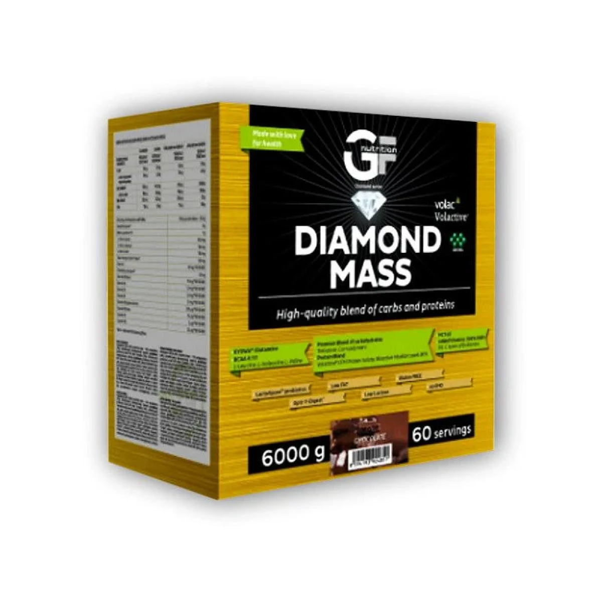 GF nutrition Diamond MASS 6000g - Barva: Vícebarevná | Příchuť: Chocolate no sweet · záber 1