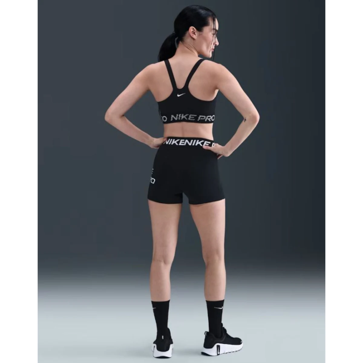 Dámská sportovní tréninková podprsenka NIKE PRO W NP LS BRA TT GRX BLACK WHITE WHITE · záber 5