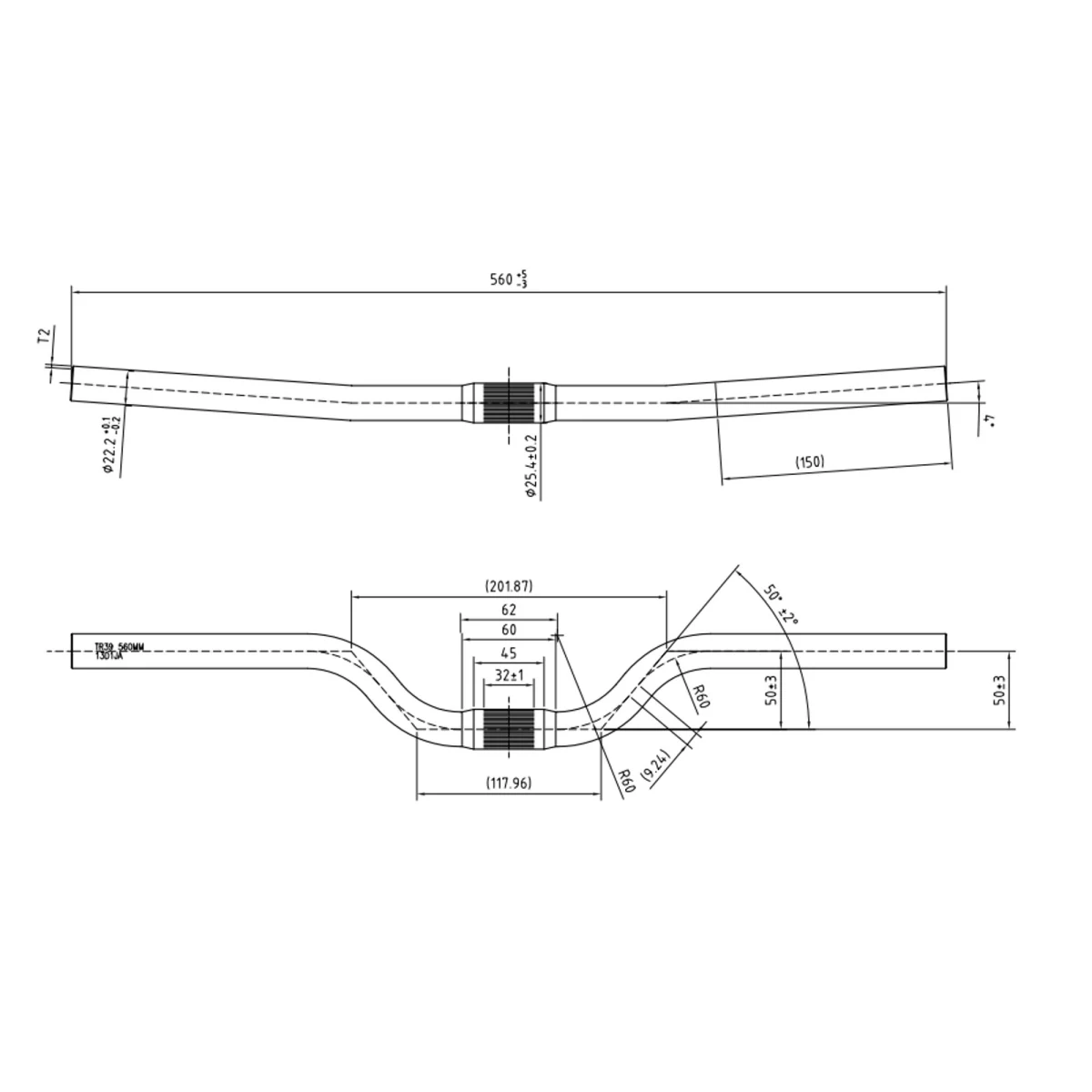 ELOPS Zvýšené riadidlá na cestný bicykel 25,4 560 mm hliník čierne 560 mm · záber 2