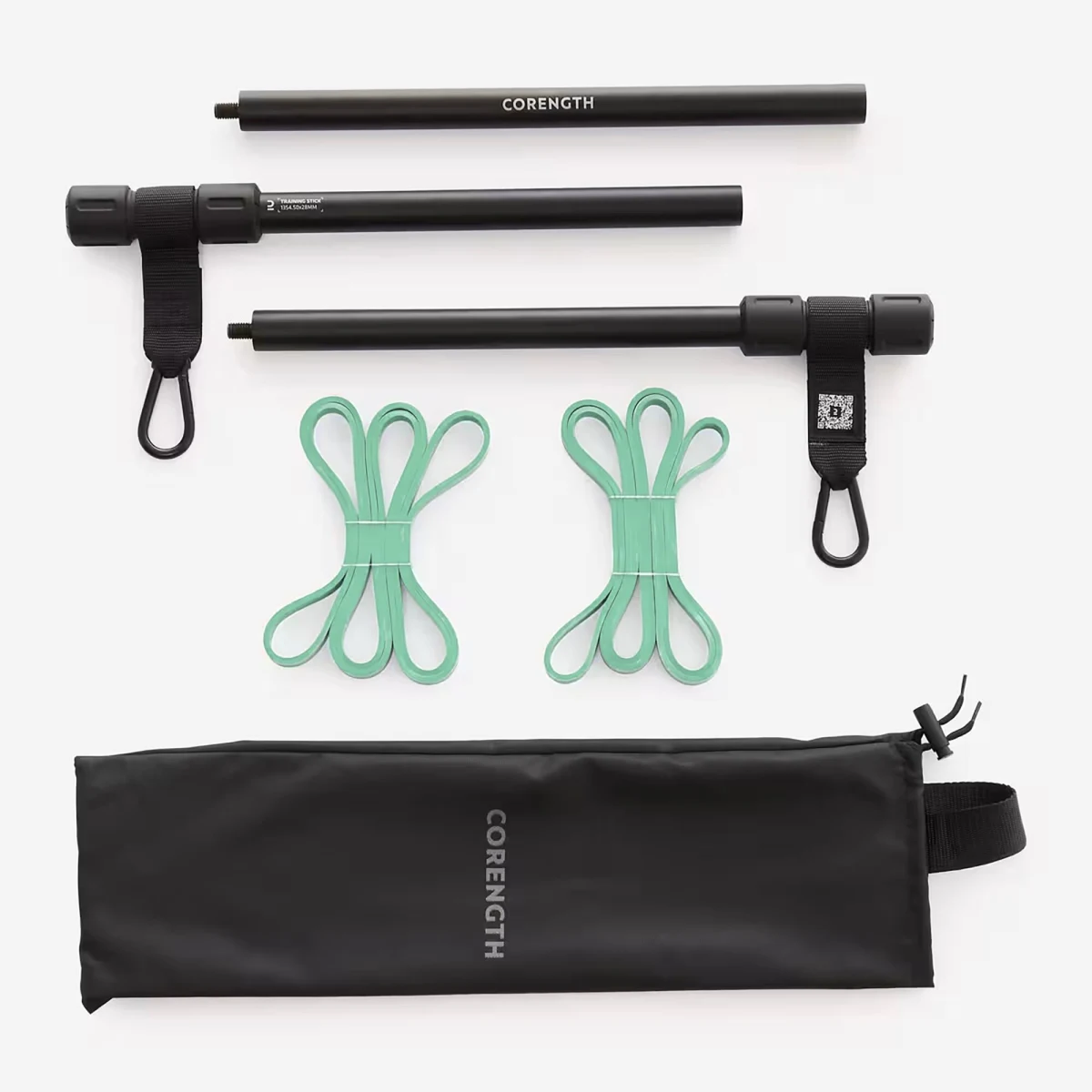 DOMYOS Prenosná posilňovacia tyč + 2 ks expanderov (10 kg) bez · záber 1