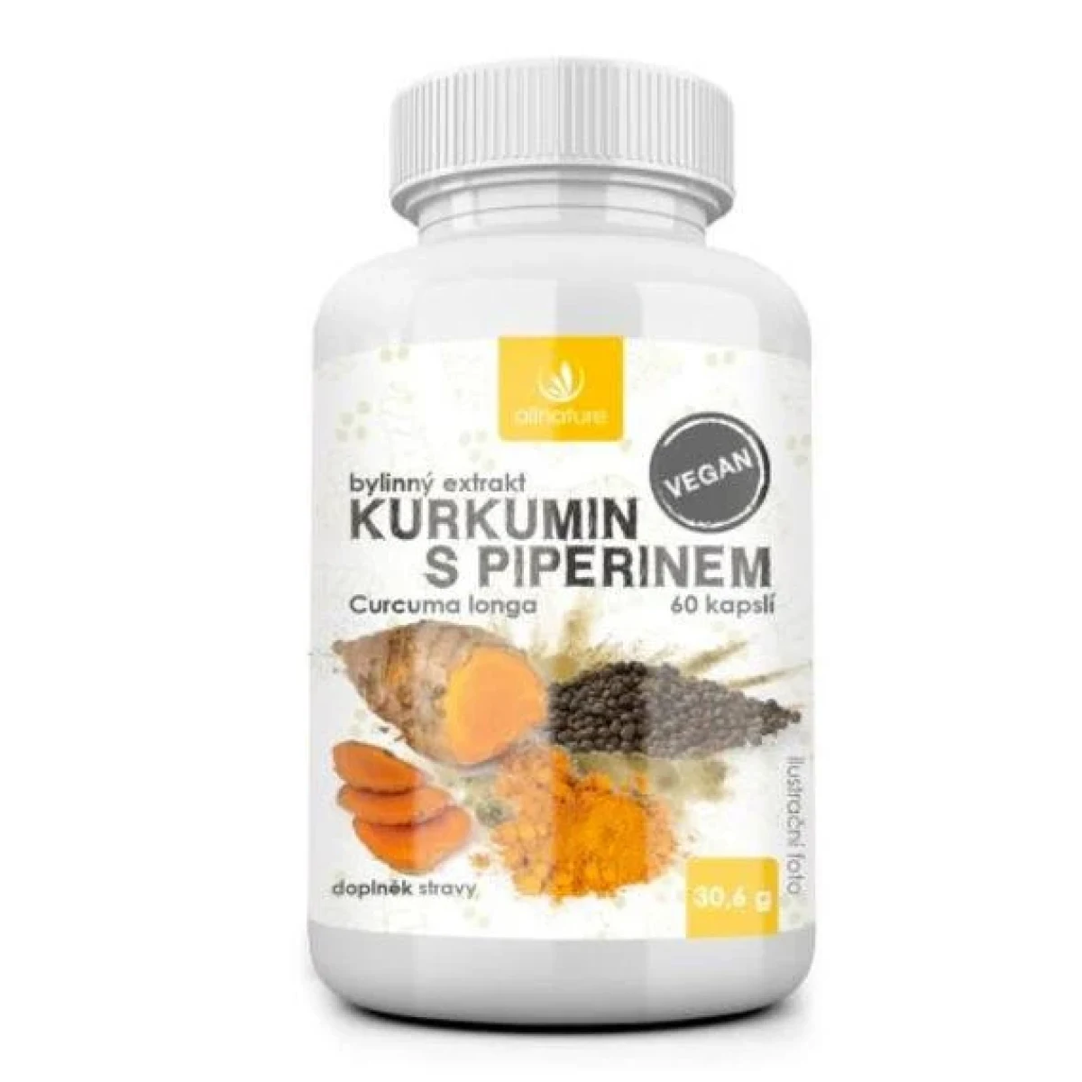 Allnature Kurkumin s piperinem 60 kapslí · záber 1