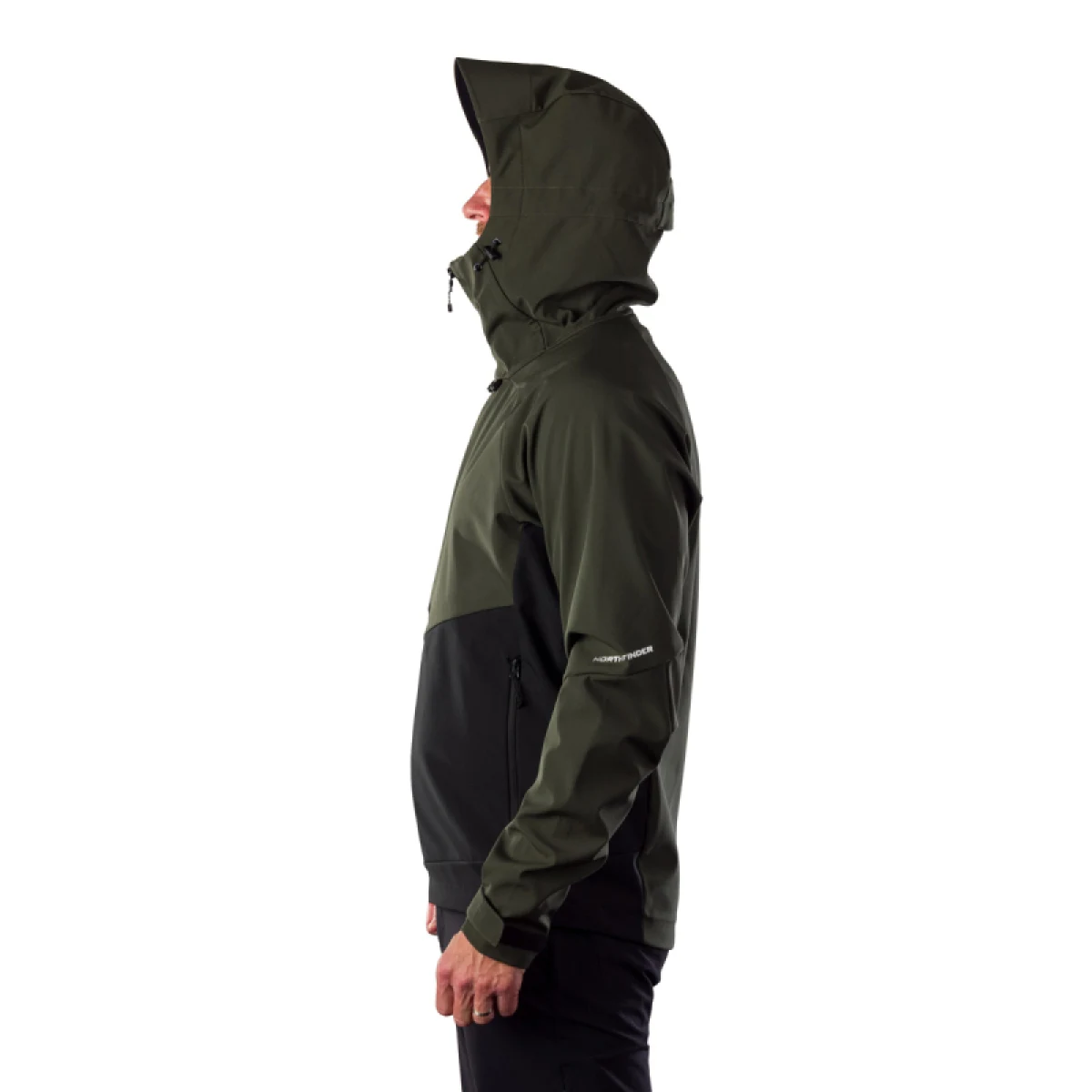 Pánska turistická bunda s kapucňou NORTHFINDER CLIFTON 550blackdarkgreen · záber 4