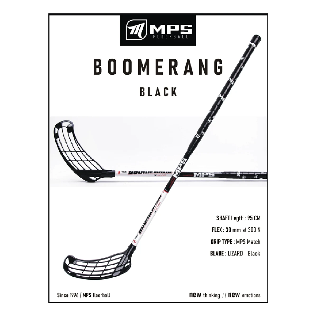 Florbalová hokejka MPS BOOMERANG Black White L · záber 4