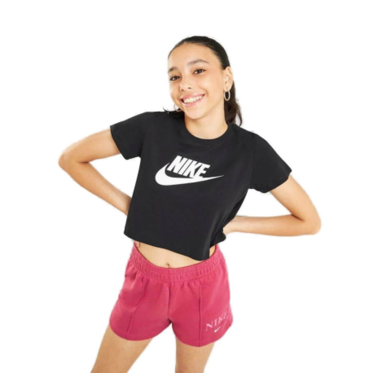 Dívčí tričko s krátkým rukávem NIKE G NSW TEE CROP FUTURA-DA6925-012-black · záber 1