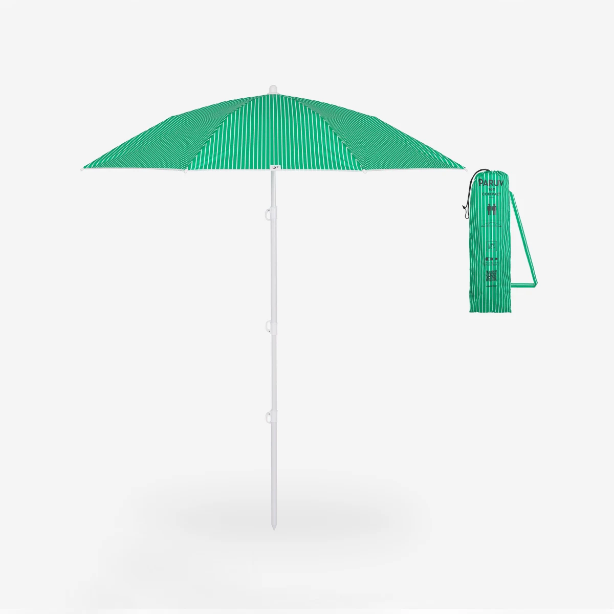 DECATHLON Plážový slnečník PARUV Stripes s UV ochranou pre 2 osoby zelený bez · záber 1
