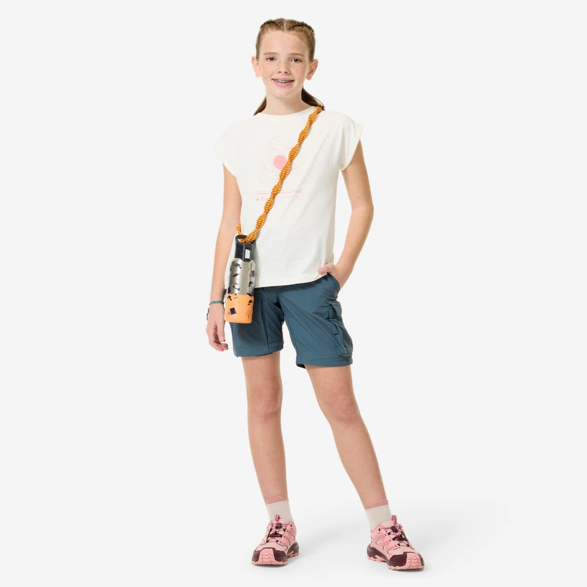 QUECHUA Detské turistické tričko NH100 TW 7-15 r. biele 8-9 r (131-140 cm) · záber 2