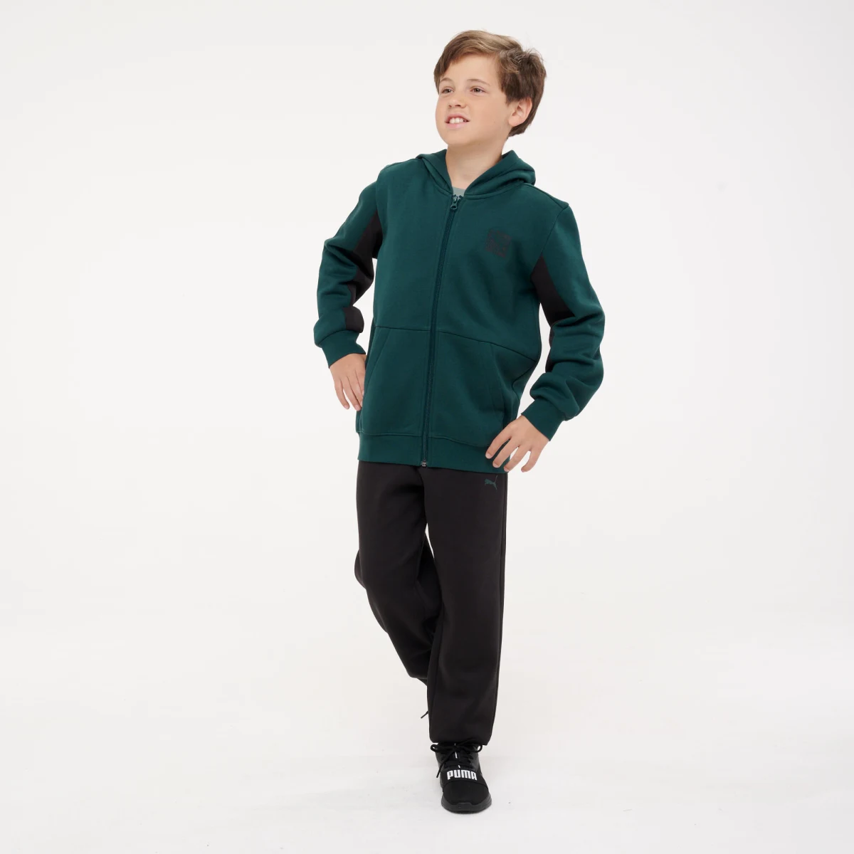 PUMA PUMA detská športová súprava na zips zeleno-čierna 13-14 r (164 cm) · záber 1