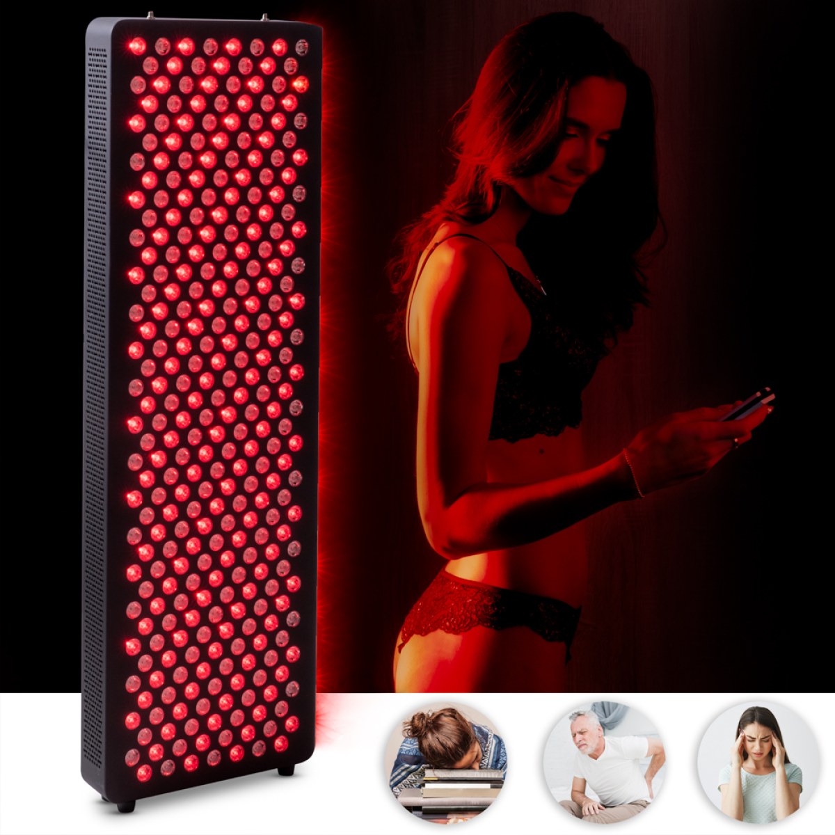 Infračervený LED panel inSPORTline Tugare - 300 LED - Farba: Čierna · záber 1