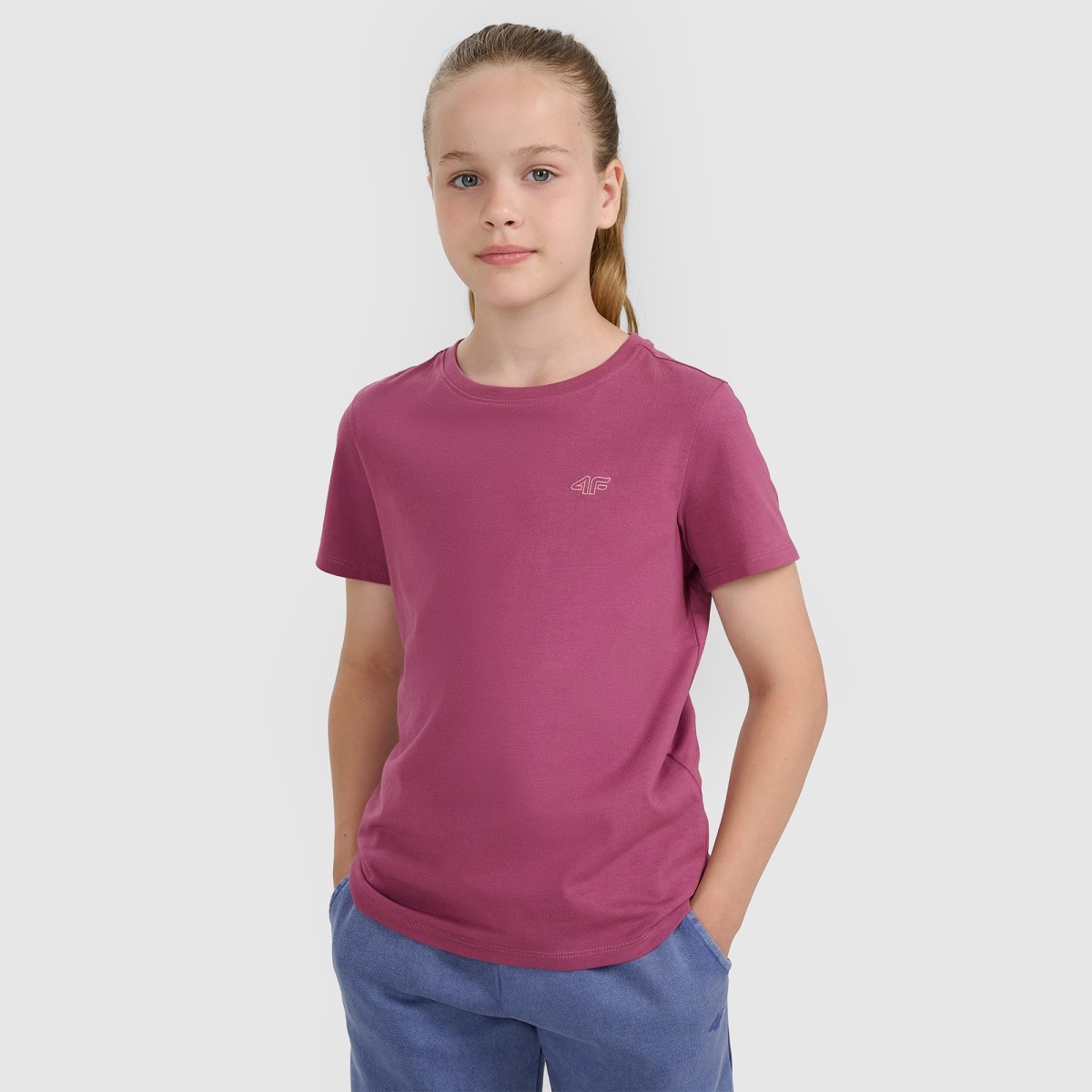 Oversize hladké tričko dievčenské - fialové · záber 1