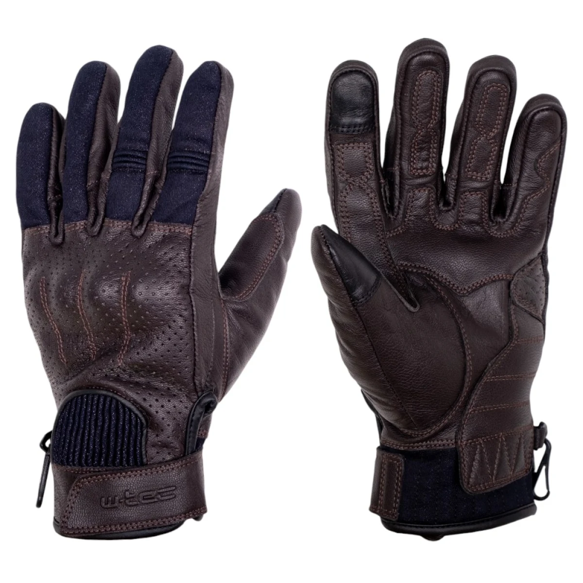 Letné moto rukavice W-TEC Fowlar Farba deep coffee-indigo, · záber 2
