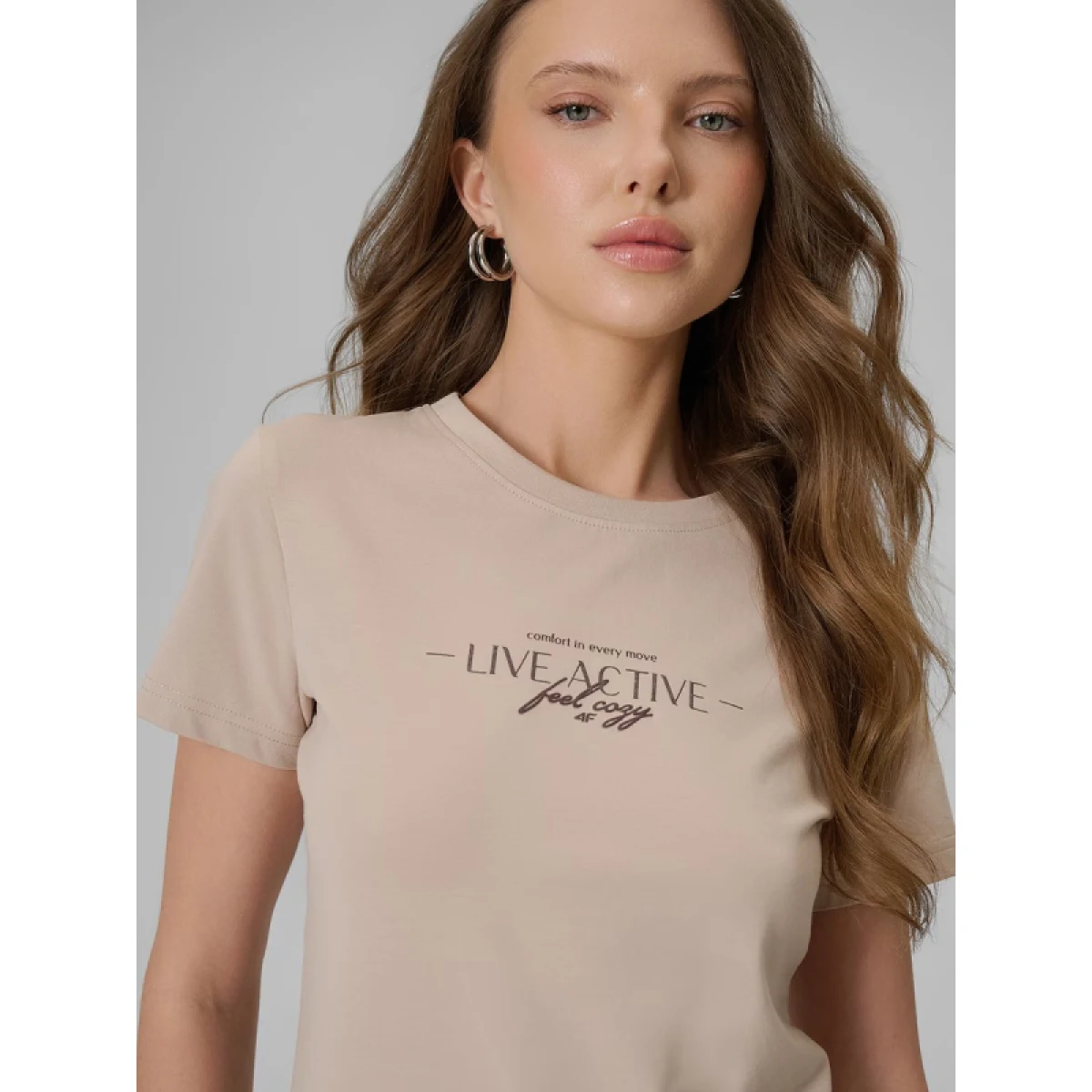 Dámské tričko s krátkým rukávem 4F TSHIRT F2742-83S-BEIGE · záber 5