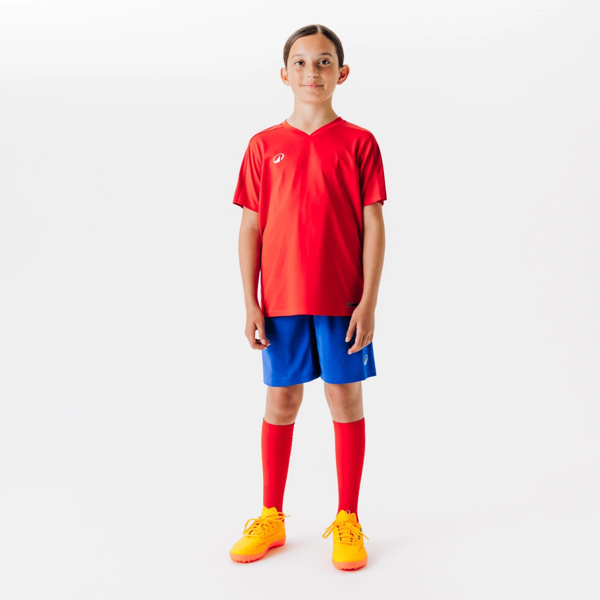 KIPSTA Detský futbalový dres Essentiel s krátkym rukávom červený 4-5 r (103-112 cm) · záber 2