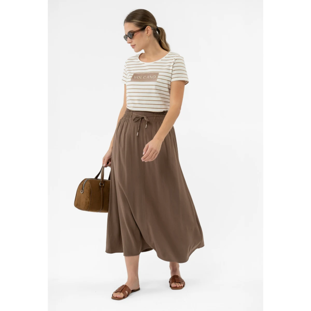 Dámské tričko s krátkým rukávem VOLCANO T-VIV -BEIGE · záber 3