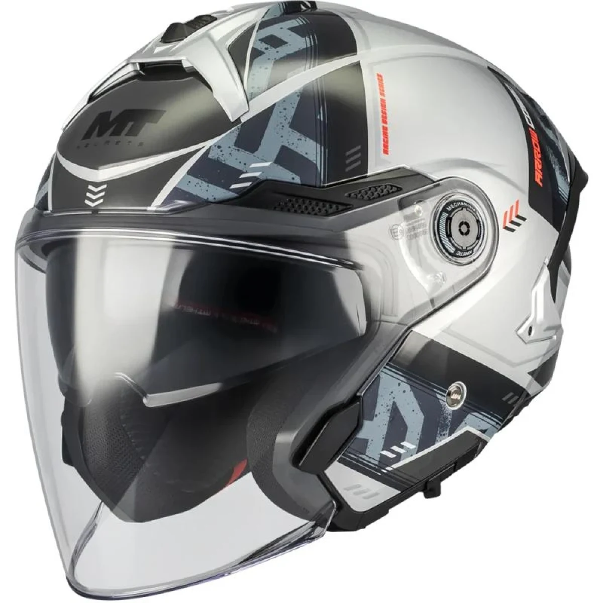 MT Helmets Otevřená helma Cosmo SV Arrow C2 šedo-černá - Velikost: 53-54 | Barva: Čierna · záber 1