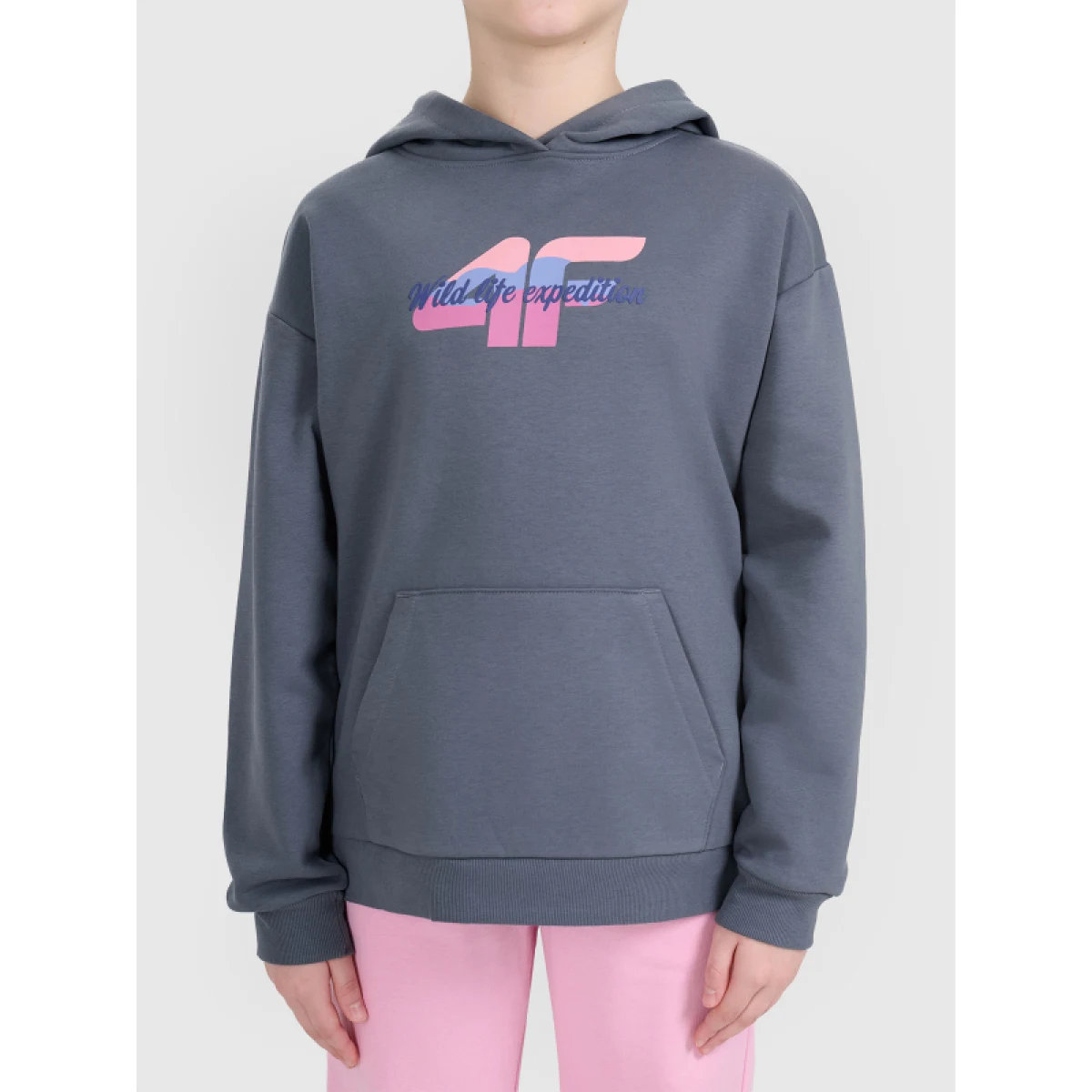 Dievčenská mikina s kapucňou 4F JUNIOR SWEATSHIRT F2270-22S-ANTHRACITE · záber 2