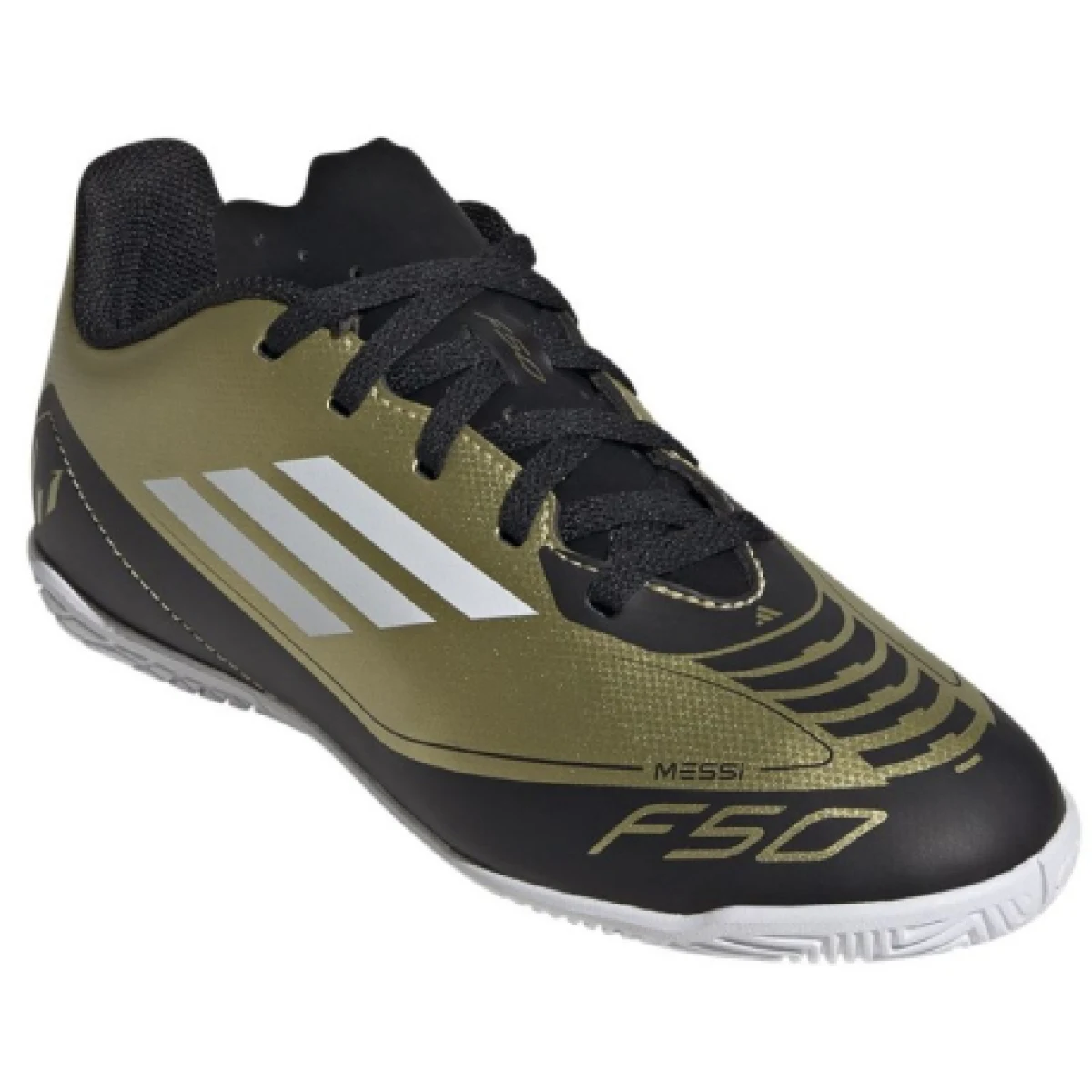 Chlapecké fotbalové kopačky halové ADIDAS F50 Club Messi Jr IC gold met cloud white core black · záber 1