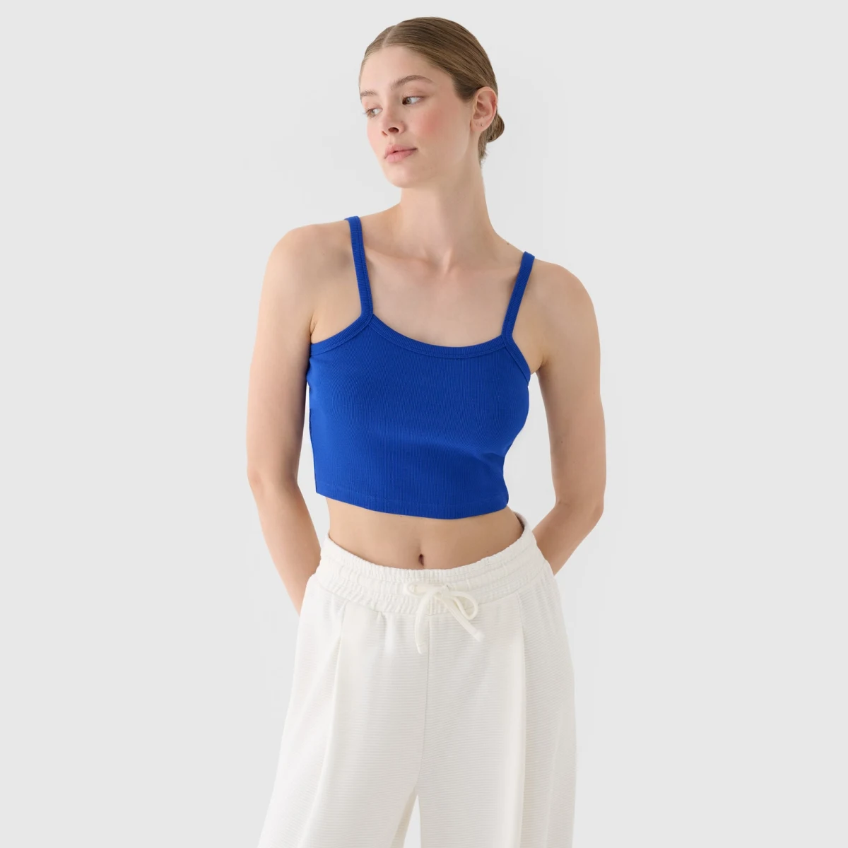 Dámský crop top slim - modrý · záber 1