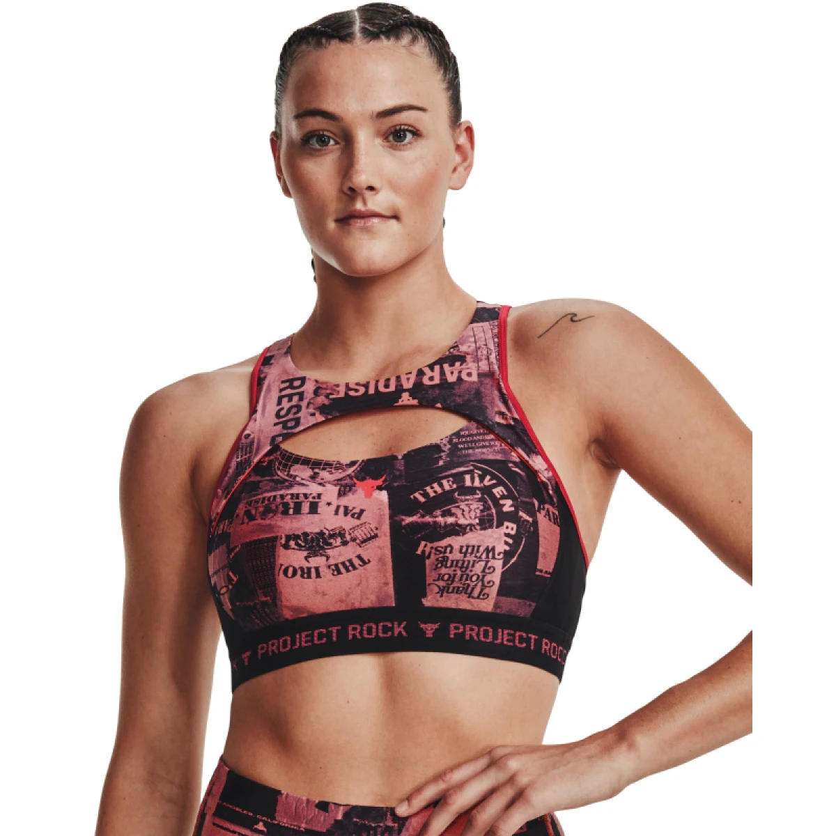Dámská sportovní tréninková podprsenka UNDER ARMOUR PROJECT ROCK UA PROJECT ROCK Csbk Bra Nov Prnt-PNK · záber 2