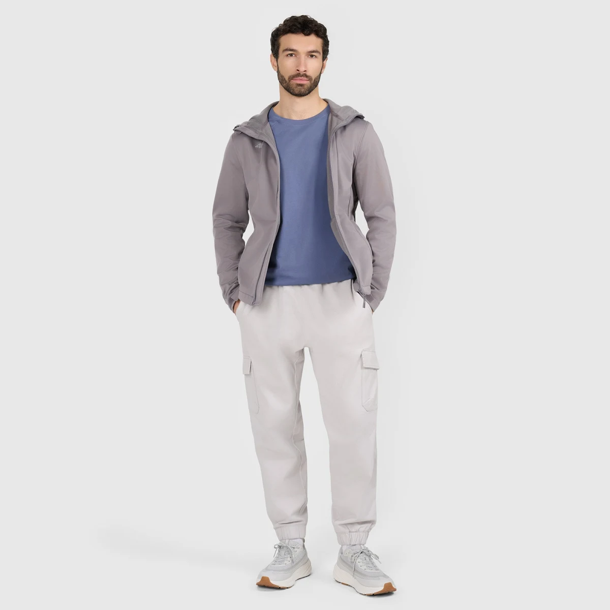Pánská větruodolná bunda softshell membrána 5 000 - šedá · záber 2