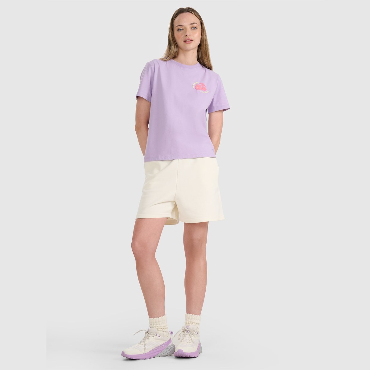 Dámske oversize tričko s potlačou - fialová · záber 4