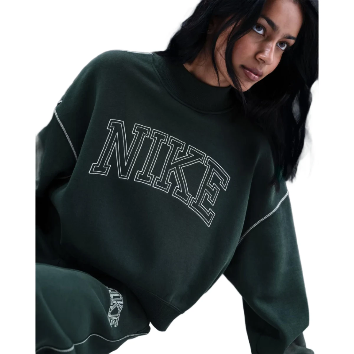 Dámská zateplená mikina NIKE W NSW PHNX FLC LOGO MOCK NECK SEAWEED · záber 2