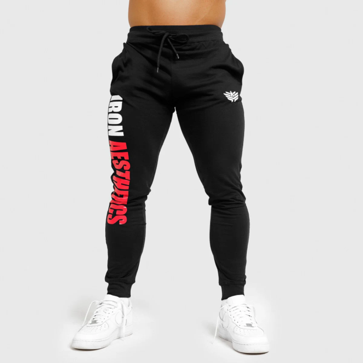 Jogger tepláky Iron Aesthetics Vertical, černo-červené - VÝROBEK S VADOU · záber 4