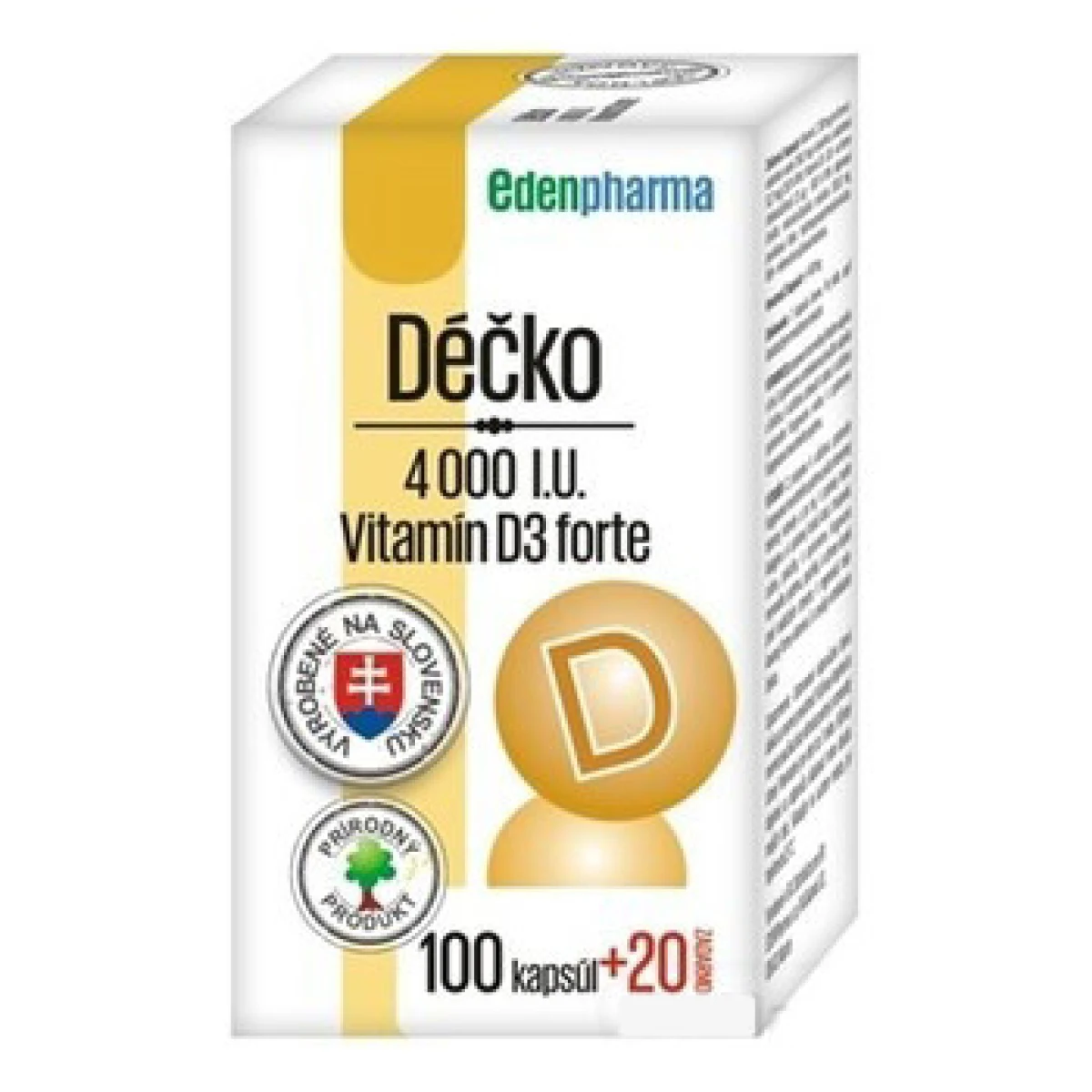 EDENPHARMA Déčko 4000 I.U. 120 kapsúl · záber 1