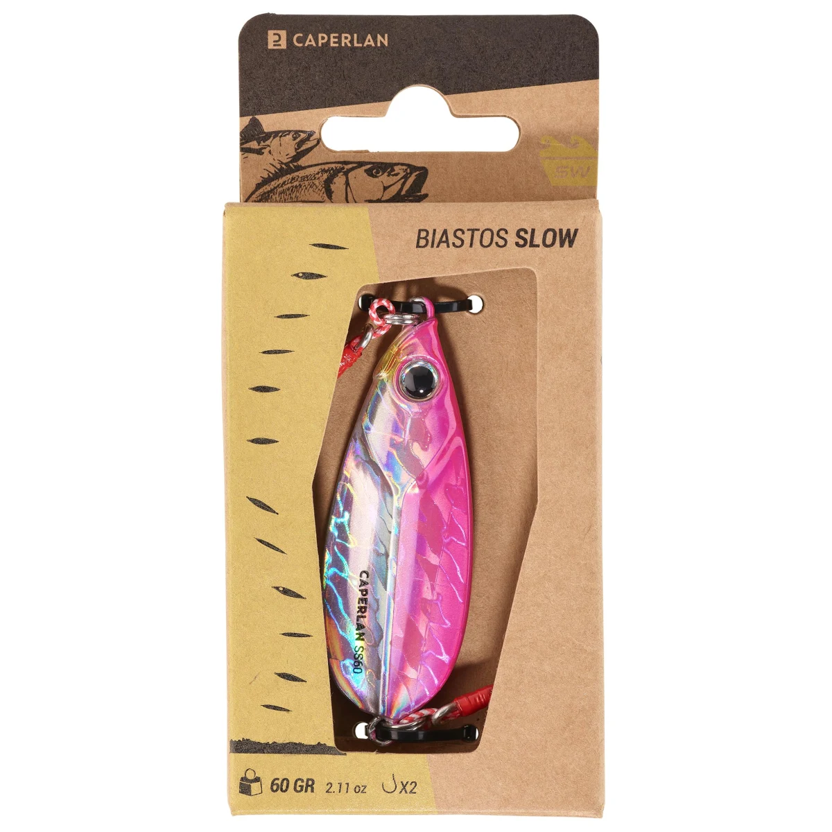 CAPERLAN Casting Jig Biastos Slow na morský rybolov 60 g ružový bez · záber 2
