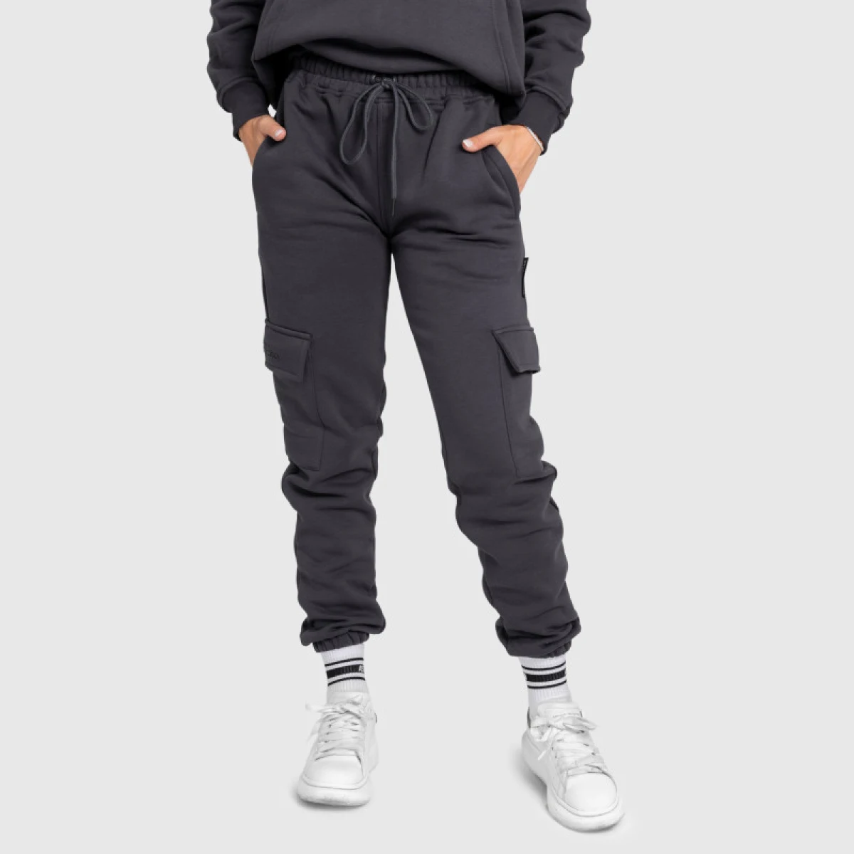 Dámske tepláky Iron Aesthetics Cargo, sivé · záber 1