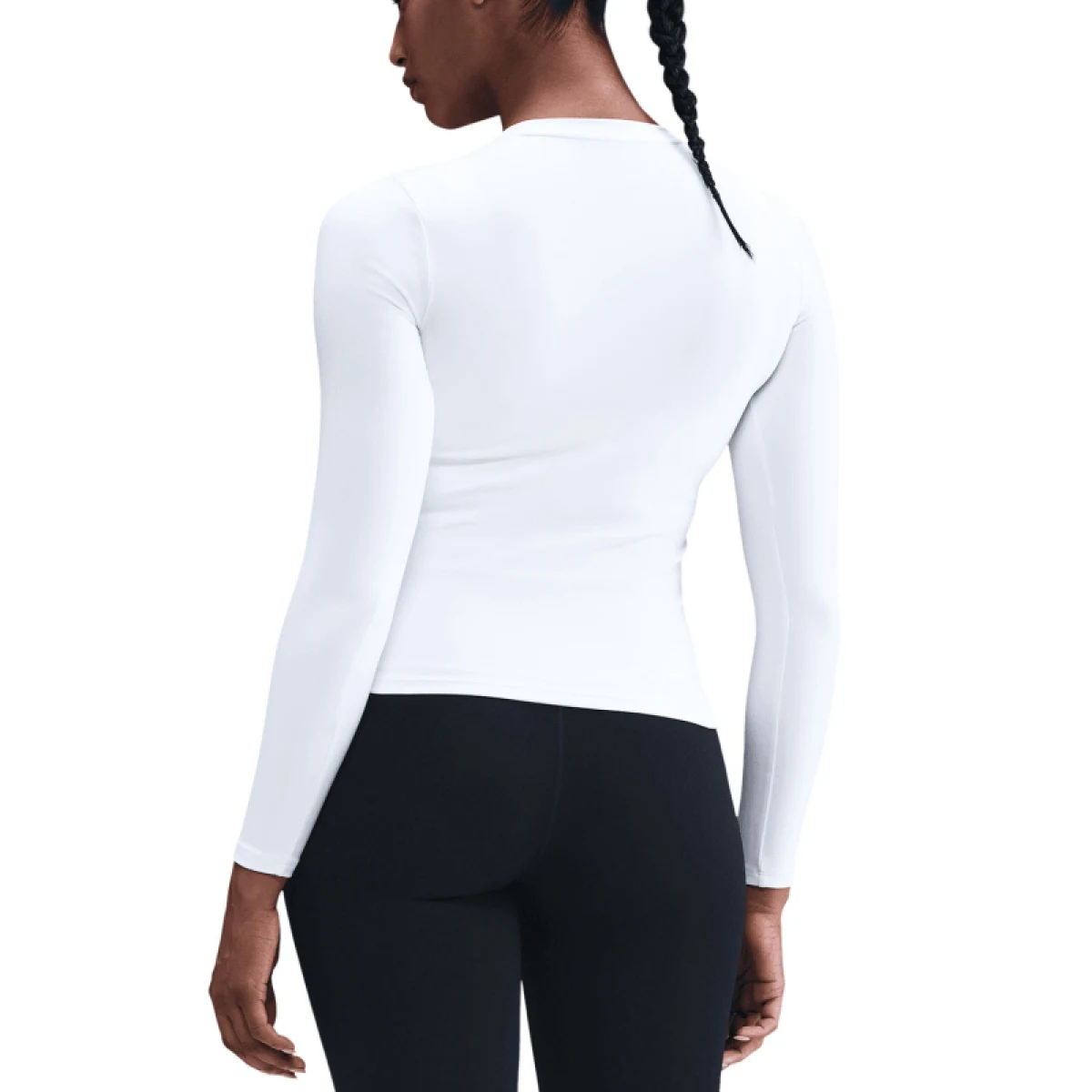 Dámske tréningové tričko s dlhým rukávom NIKE W NK ONE DF FTTD LS TOP WHITE BLACK · záber 4