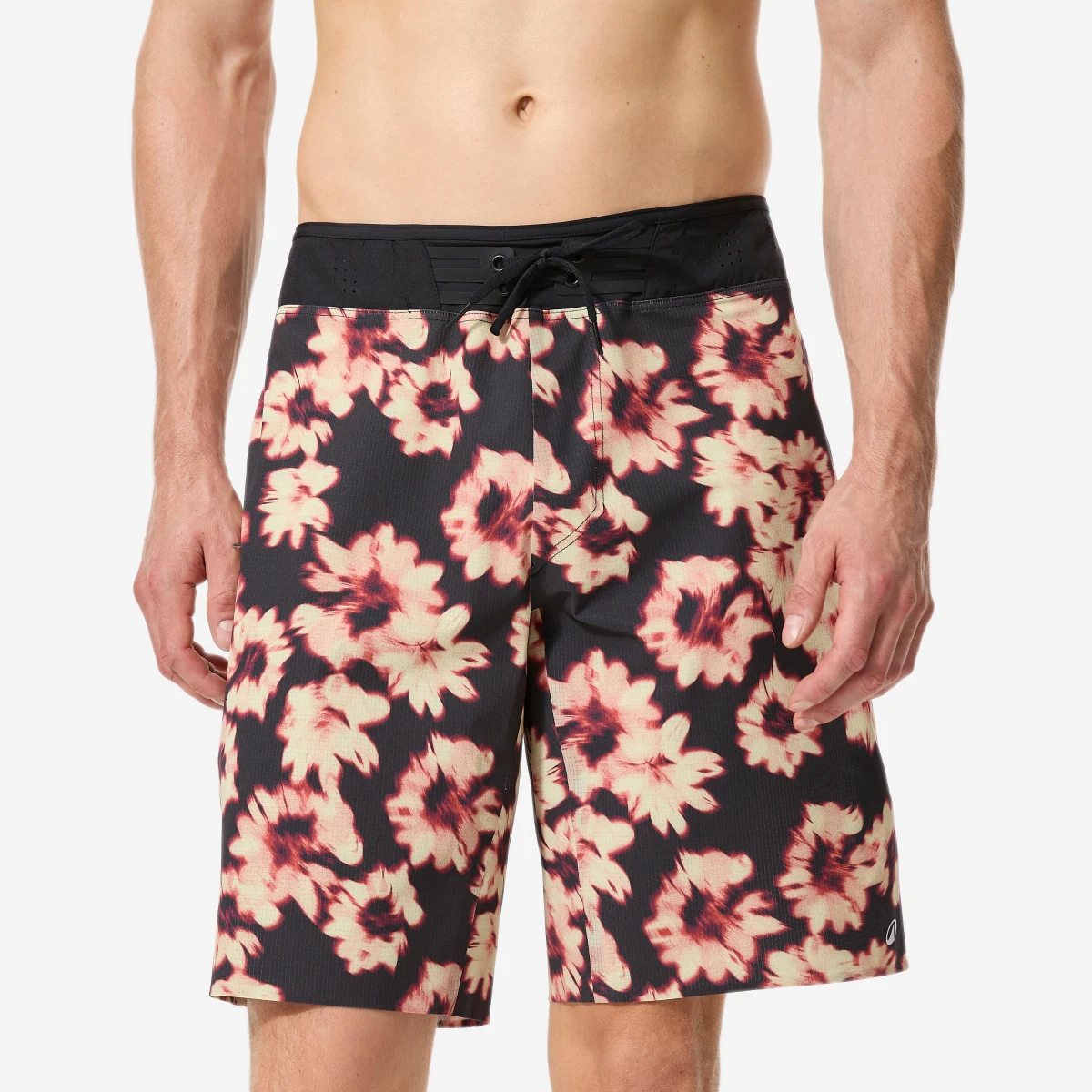 DECATHLON Pánske boardové šortky 900 Solower na surfovanie čierne so žltými kvetmi L-XL · záber 1