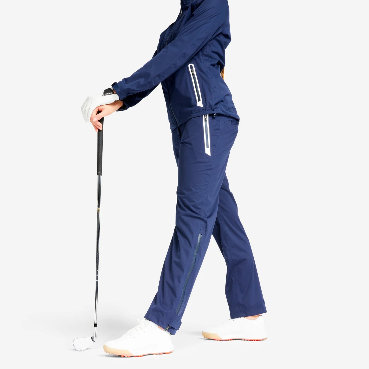 INESIS Dámske golfové nohavice do dažďa Rain Weather tmavomodré XS-S (L30) · záber 1