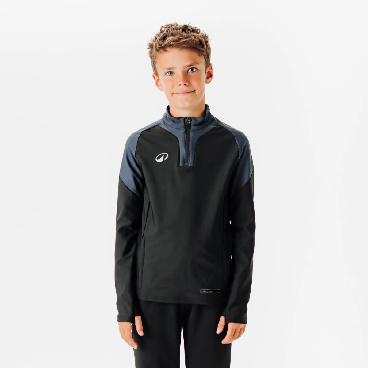 KIPSTA Detská futbalová mikina Viralto Club 1/2 zips sivo-čierna 7-8 r (123-130 cm) · záber 1