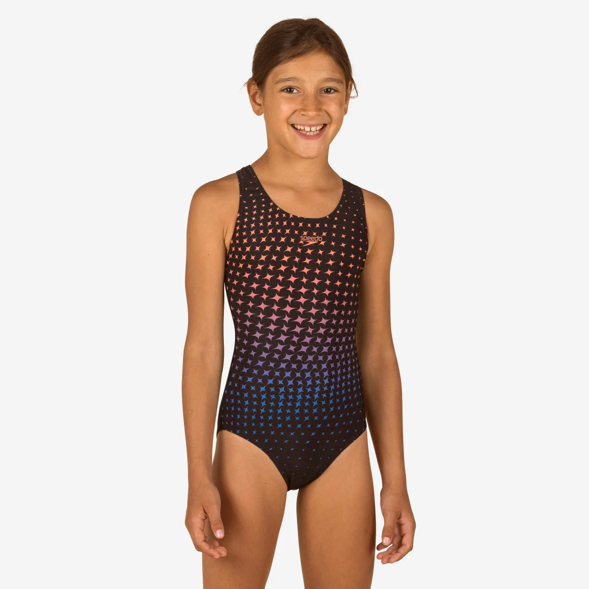 SPEEDO Dievčenské plavky Splashback jednodielne čierne s hviezdičkami 14 rokov · záber 1