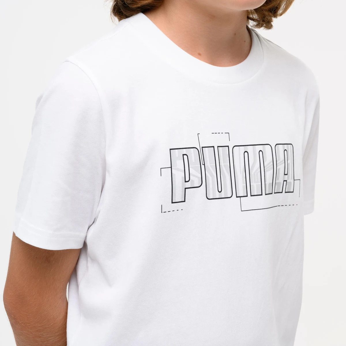 PUMA Detské bavlnené tričko s potlačou biele 5-6 r (116 cm) · záber 2