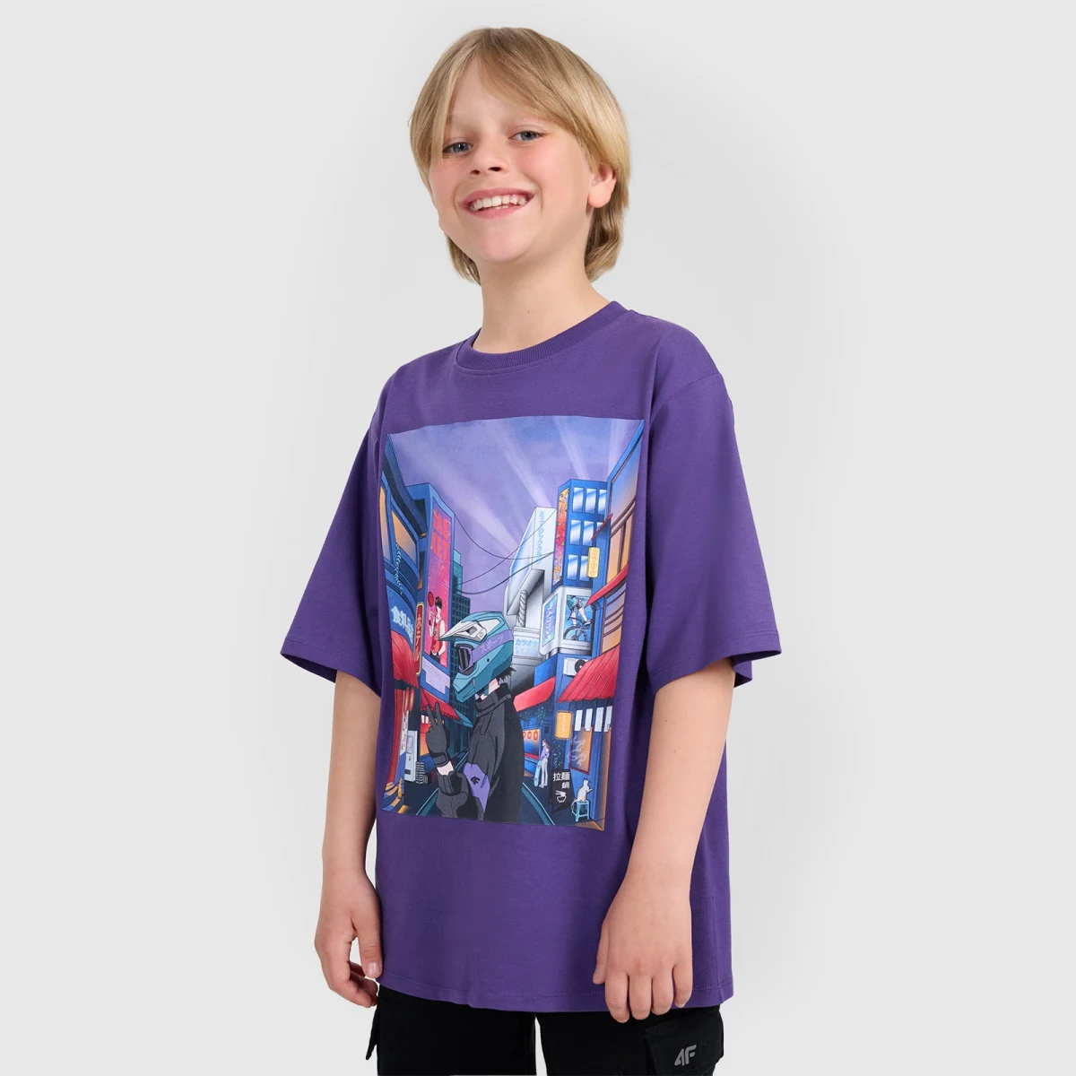 Chlapecké oversize tričko s potiskem - fialové · záber 1