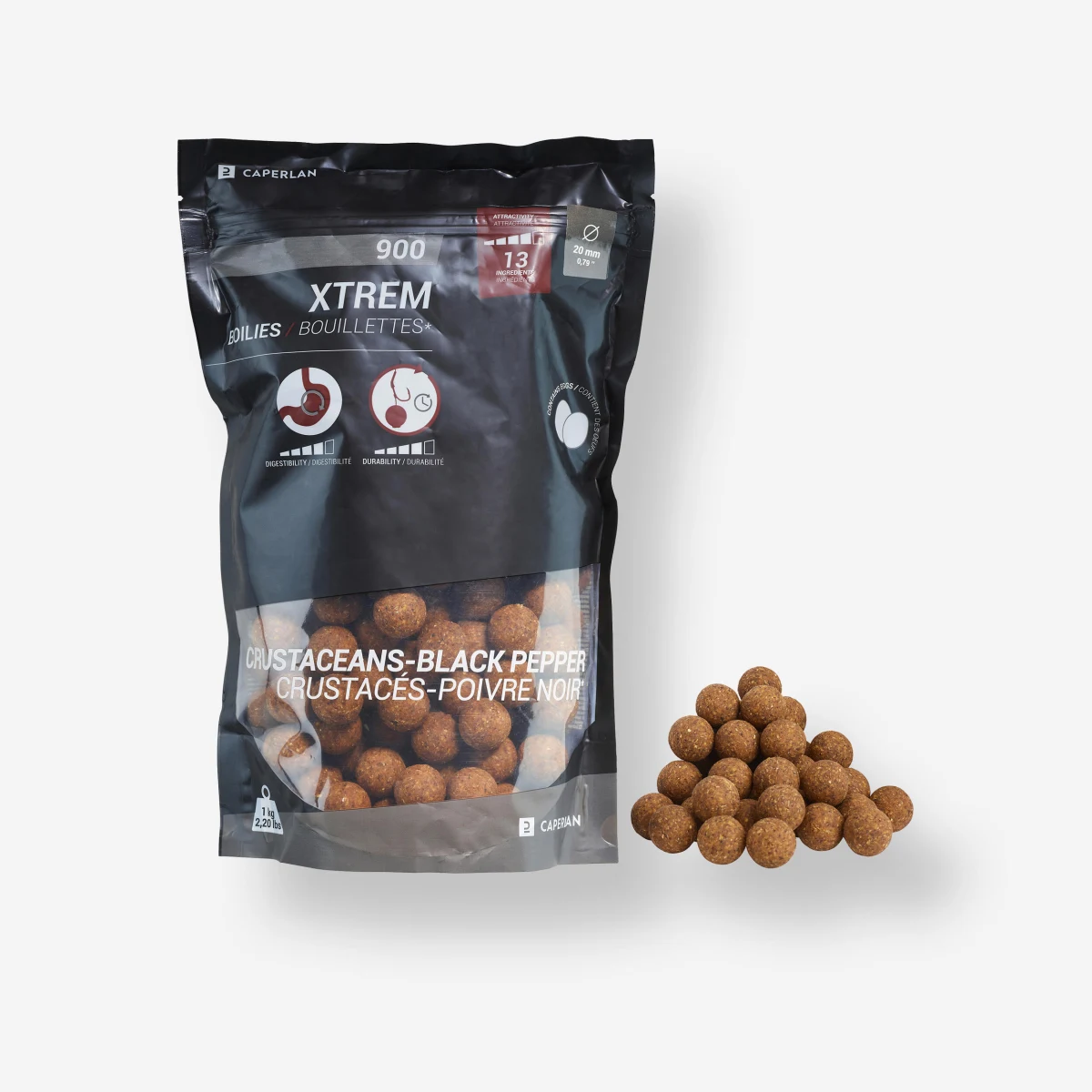 CAPERLAN Boilies na lov kapra Xtrem 900 20 mm 1 kg Kôrovce - Čierne korenie 1kg · záber 1