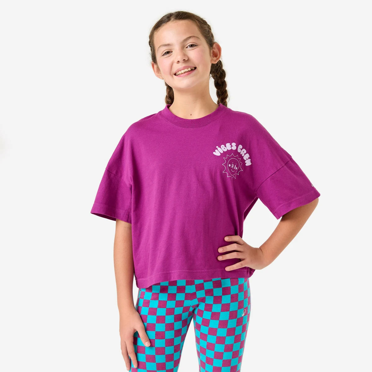 DECATHLON Dievčenské oversize tričko ružovo-fialové 14-15 r (160-166 cm) · záber 1