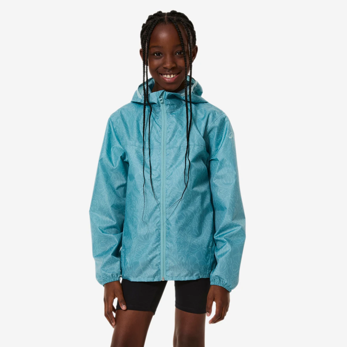 QUECHUA Detská nepremokavá turistická bunda MH100 TW modrá 8-9 r (131-140 cm) · záber 1