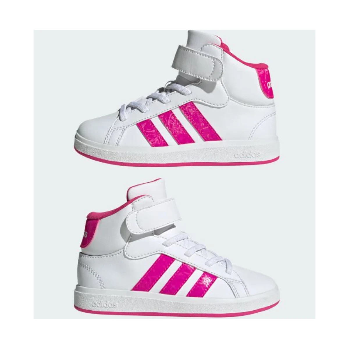 Dievčenská rekreačná obuv ADIDAS Grand Court Mid K cloud white shock pink grey two · záber 5