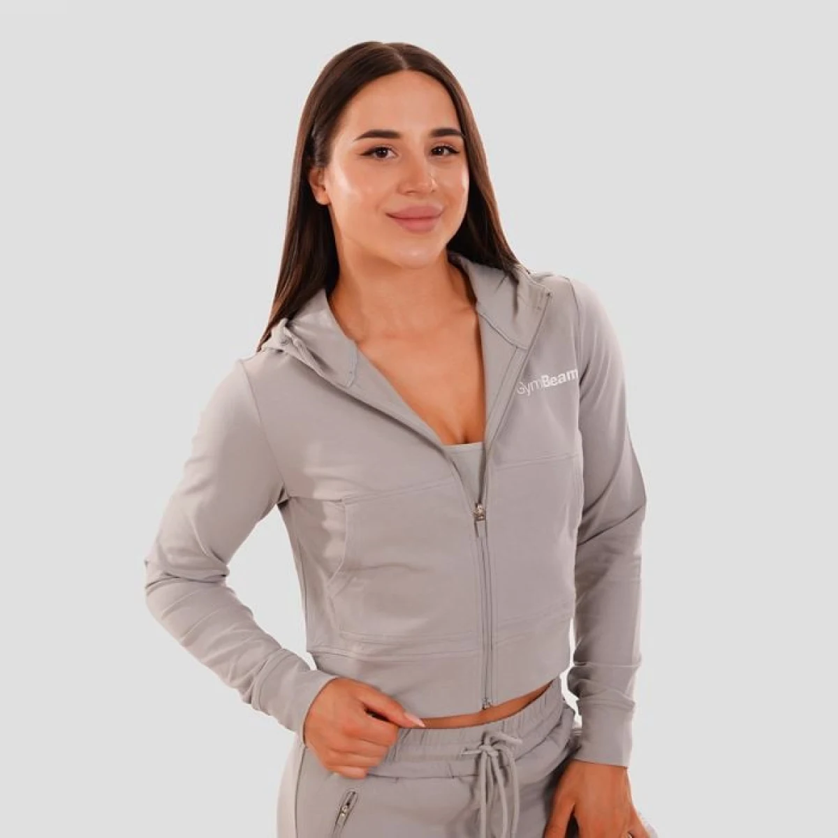 Дамски суичър TRN Zip-Up Grey - GymBeam - Размер: M | Тегло: 0,41 g | Опаковка: 41 · záber 1