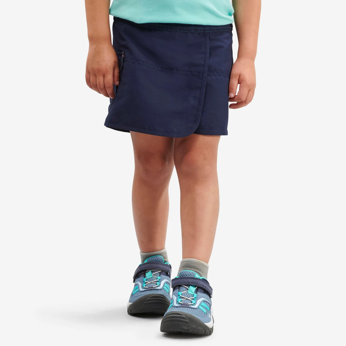 QUECHUA Detská šortková sukňa MH100 Kid na turistiku 2-6 rokov tmavomodrá 4-5 r (103-112 cm) · záber 1