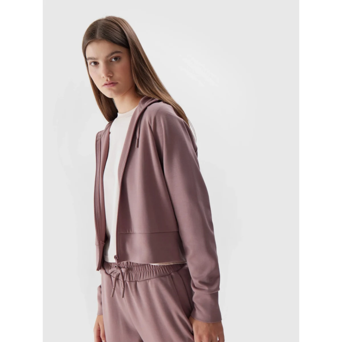 Dámská mikina se zipem 4F SWEATSHIRT-AW23TSWSF0766-83S-BEIGE · záber 3
