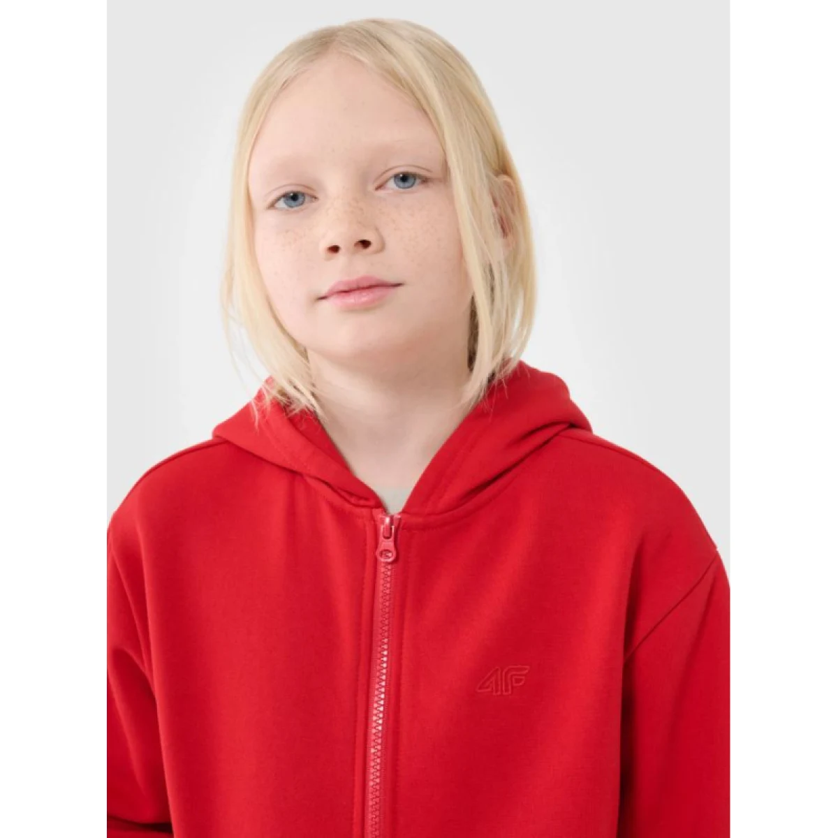 Chlapecká mikina se zipem 4F JUNIOR SWEATSHIRT-JWSS25TSWSM1851-62S-RED · záber 4