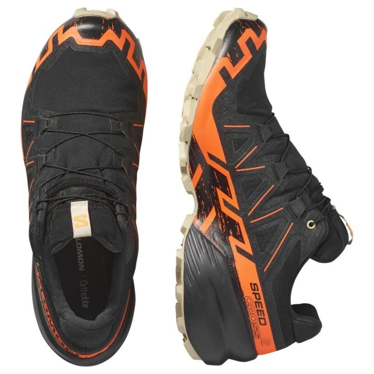 Pánska bežecká trailová obuv SALOMON Speedcross 6 GTX M black shocking orange white · záber 3