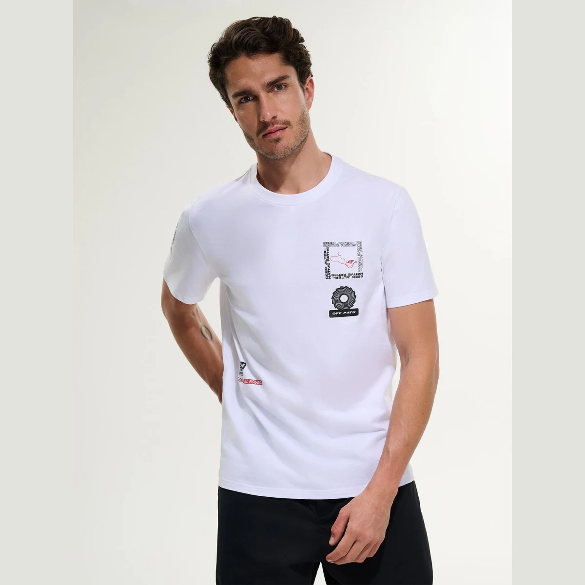 T-shirt regular s potlačou pánsky - biely · záber 5