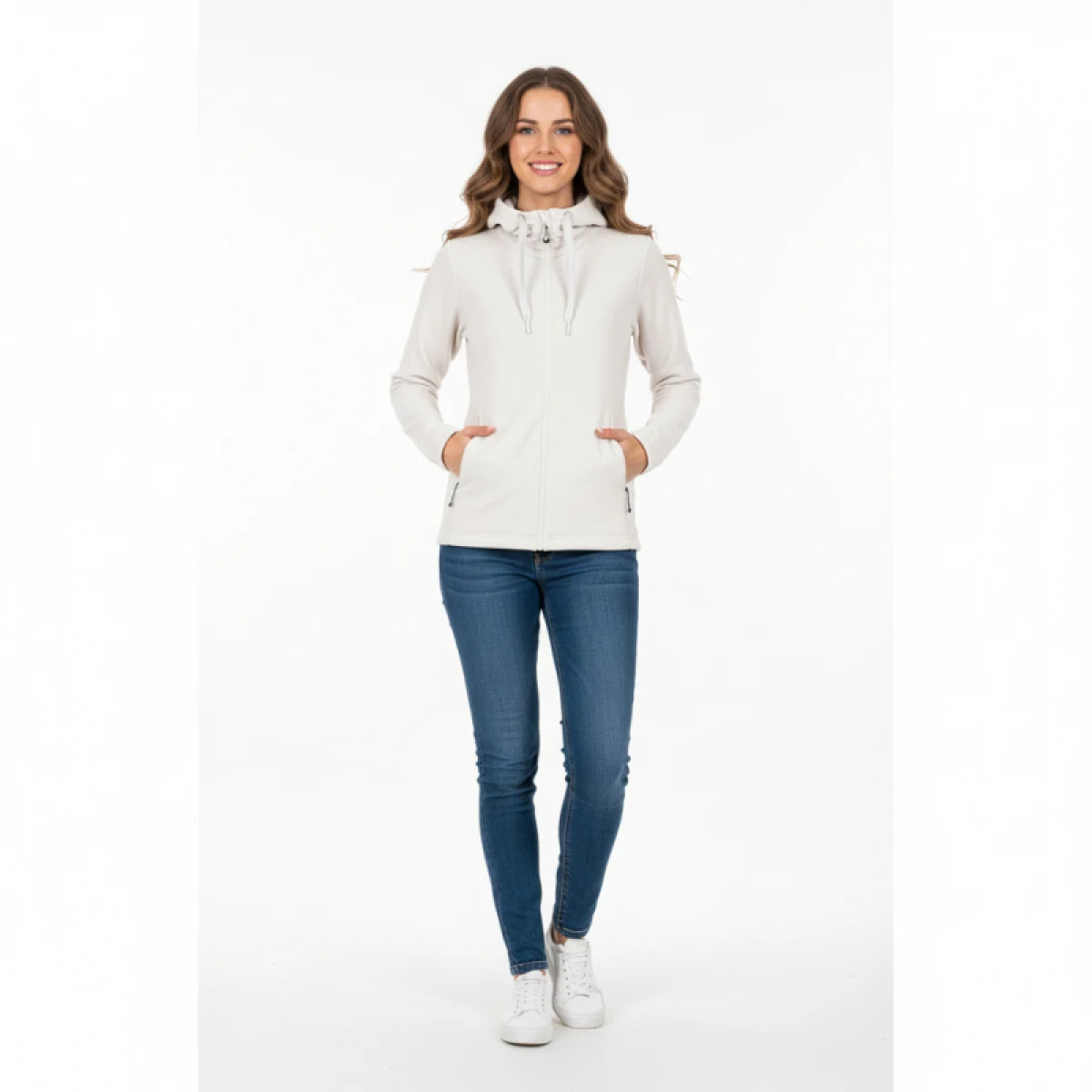 Dámska zateplená turistická mikina so zipsom NORTHFINDER BRIANNE-529creamwhite · záber 2