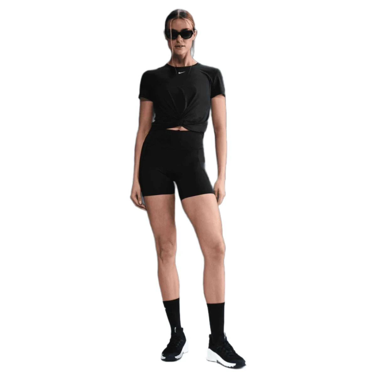 Dámske tréningové tričko s krátkym rukávom NIKE W NK ONE CLSC DF TWST SS TP WT BLACK WHITE · záber 4