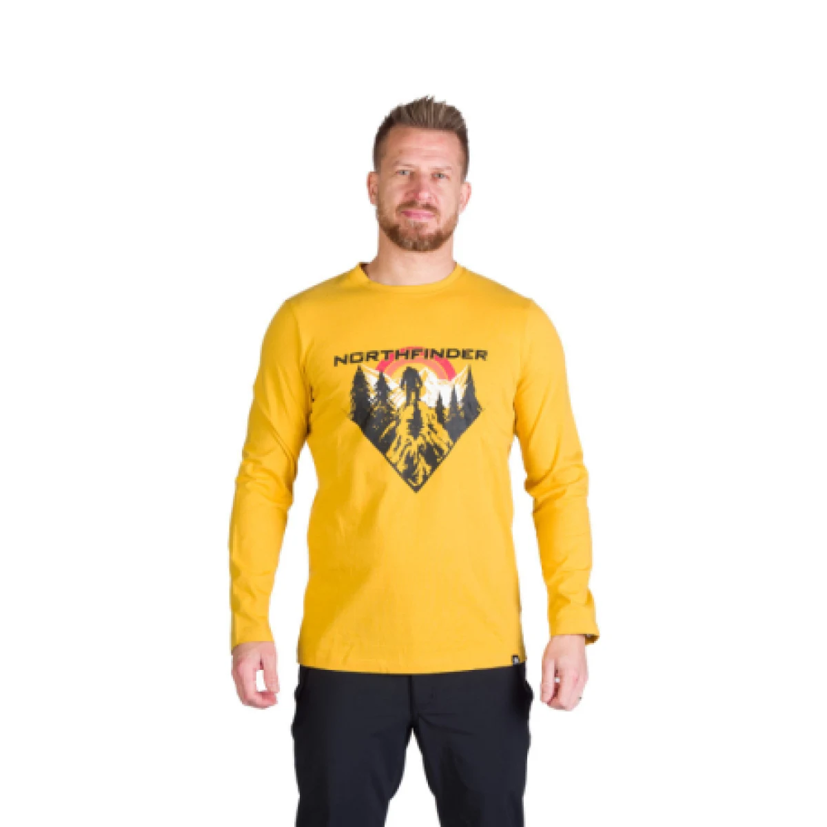 Pánské turistické tričko s dlouhým rukávem NORTHFINDER CLAIR-314goldenyellow · záber 1