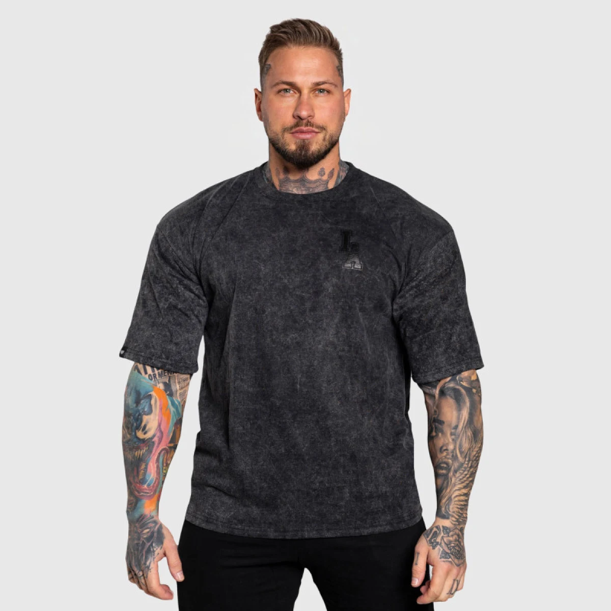 Oversize tričko Iron Aesthetics College, washed black · záber 3